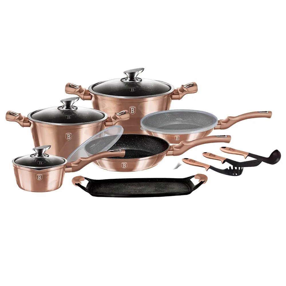 BATERIA DE COCINA 14-2PC METALICA ROSE GOLD