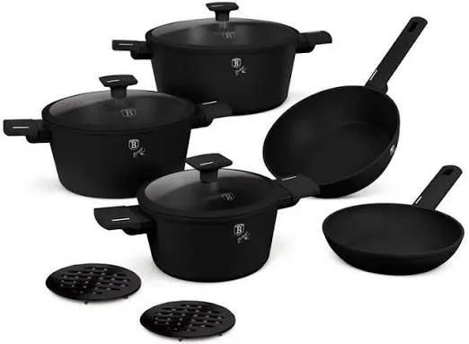 10PCS JGO DE UTENCILIOS P/ COCINAR MATTE BLACK COL