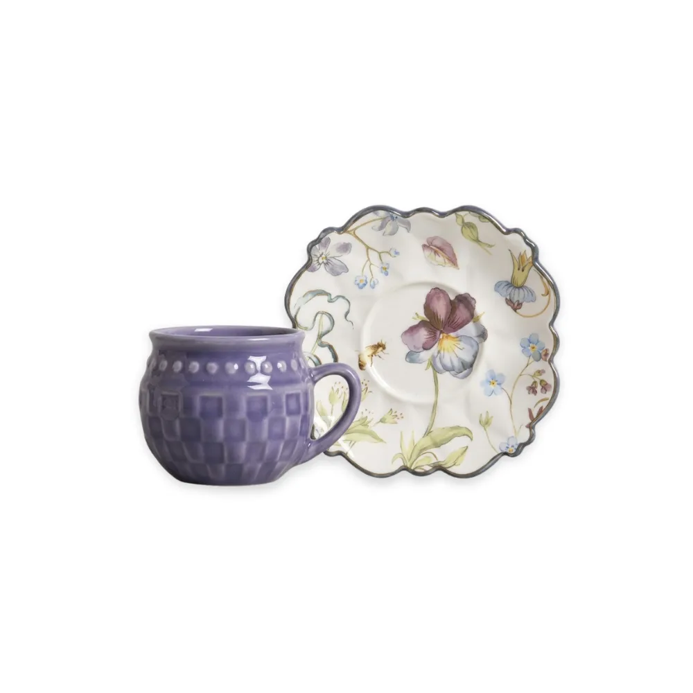 SET TAZA DE TÉ C/PLATILLO ROMANTIC FLOWERS DIGITAL 15 x 15 x 10,5