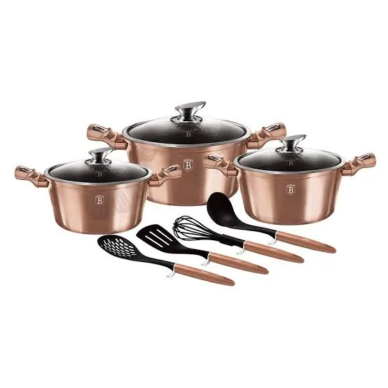 BATERIA DE COCINA 10PC METALICA ROSE GOLD