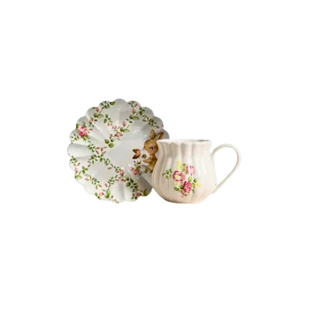 SET TAZA DE TÉ C/ PLATILLO HAPPY RABBIT 15 x 17 x 10