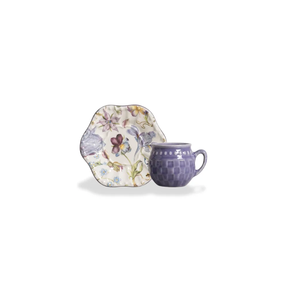 SET TAZA DE CAFÉ C/PLATILLO ROMANTIC FLOWERS DIGITAL 12,7 x 12,7 x 8