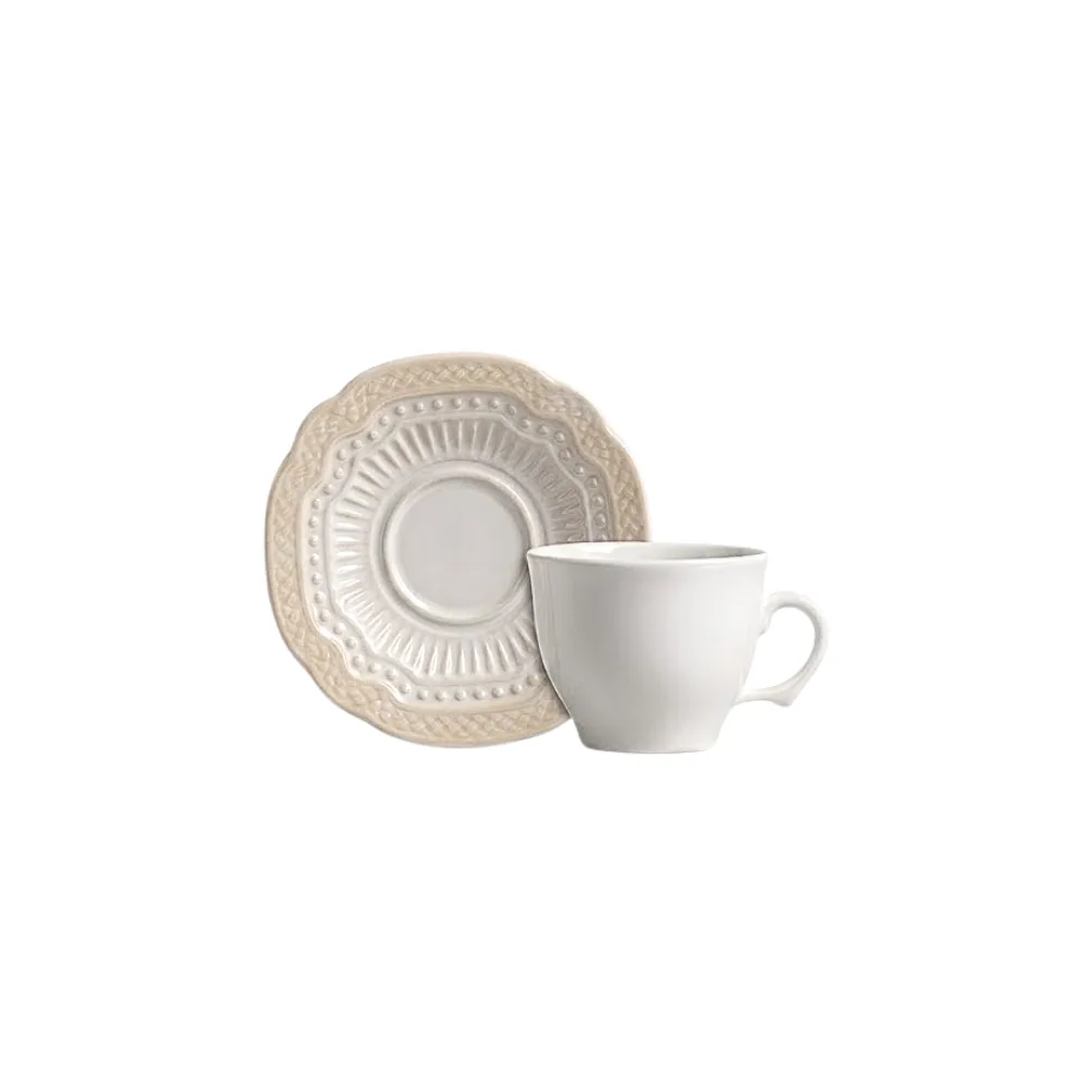 SET TAZA DE CAFÉ C/ PLATILLO BRANCO MAIA 11,7 x 11,7 x 2