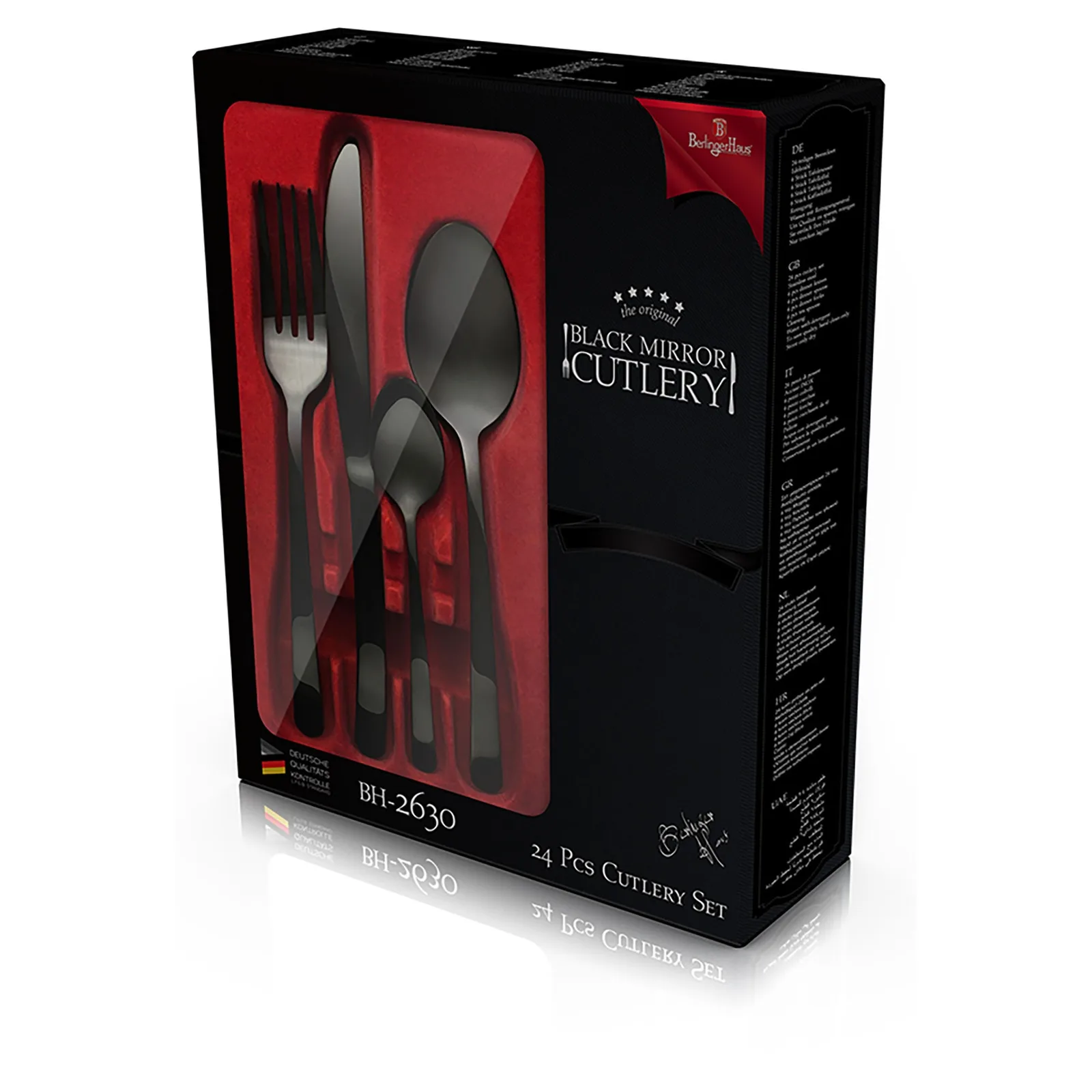 24PCS JUEGO DE CUBIERTOS MIRROR BLACK