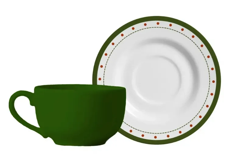 Taza de Té con platillo Christmas Dots Matte - Alt. 7.5 cm - Vol. 250 ml
