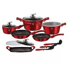 BATERIA DE COCINA 16PC METALICA BURGUNDY