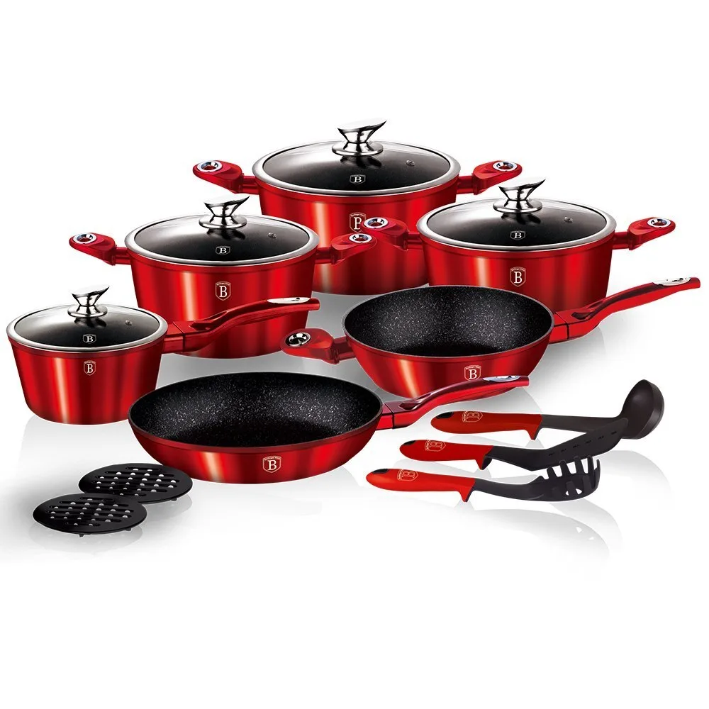 Bateria de cocina 15 piezas Metalica Edicion Burgundy